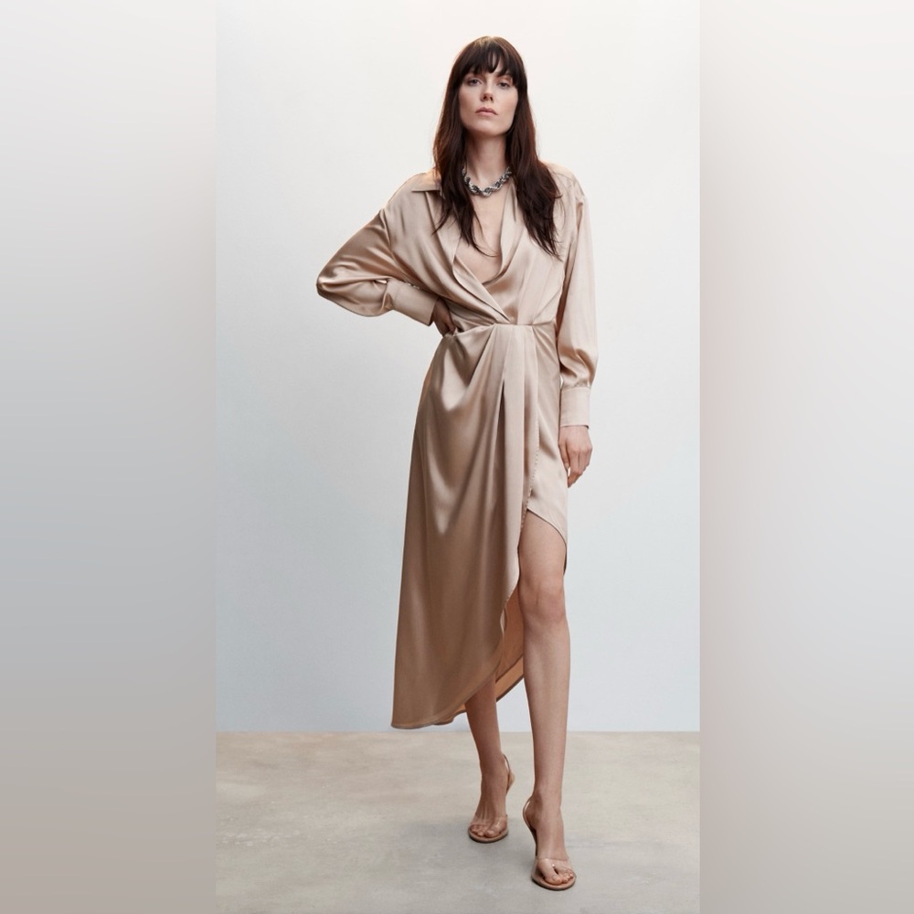 Mango Side-slit satin dress    Size  8